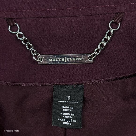 WHBM Stitched Shoulder Open Front Semi-Cropped Moto Blazer Skirt Set Size 10 - Picture 10 of 15